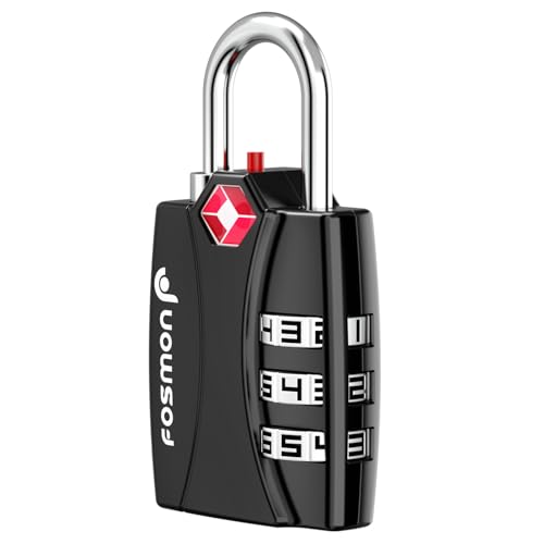 Image of Fosmon TSA Approved Locks for Luggage. Suitcase Locks with Open Alert Indicator, 3 Digit Combination Padlock with Alloy Body for Travel, Backpack Zipper Anti Theft, Locker, Gym, Gun Case, Tent