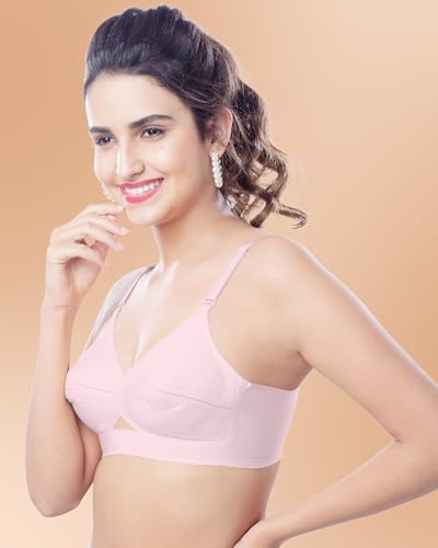 Image of Brida Kavya Xtra Soft Cotton Round Stitch Bra for Women | Full Coverage | Non-Padded | Wireless | Double Layer Heavy Bust | Combo | Colours May Vary