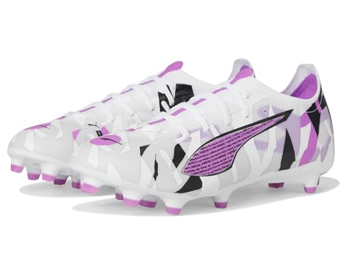 PUMA Men's Ultra 5 Match Firm, Artificial Ground Soccer Cleats Sneaker, White/Pure Magenta/Feather Gray Black, 7.5