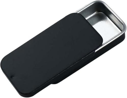 Juroicessry Black Metal Rectangular Empty Mini Tin Box,Mini Iron Box Tinplate Push Candy Pill Cases Bins Jar Food Containers for Home Black Storage BoxOrganizer(60x34x11mm)