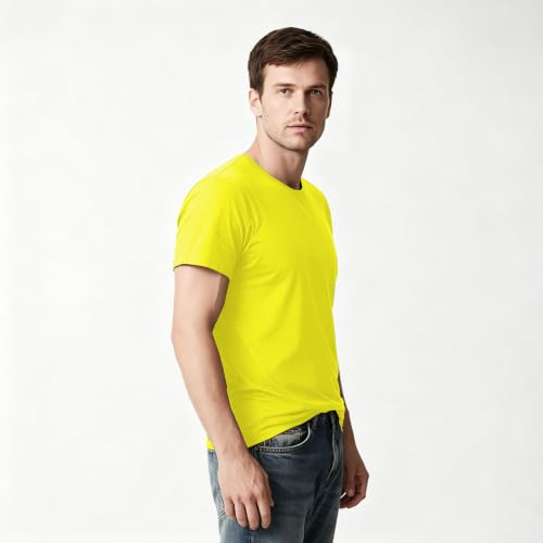 Image of ORJ 2 Pack Men t Shirts Crew Neck Short Sleeve Men's Undershirt Plain Polyester tee Bulk Stretch Soft Tees