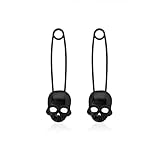 Generic Industrial Piercing Jewelry Industrial Jewelry Pin Shape Skull Shape Punk Stainless Steel Earrings Jewelry (Black)
