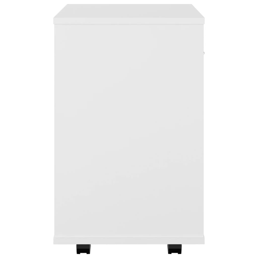 Kontener na kółkach, biały, 46 x 36 x 59 cm, mobilna szafka biurowa z materiału drewnopochodnego z 4 kółkami, na biurko, szafka pod drukarkę jako szafka na dokumenty do biura lub gabinetu
