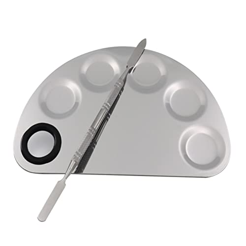 DOITOOL Artists Palette Semicircle Painting Mixing Tray Stainless Steel Watercolor Palette Lid Compact for Travel
