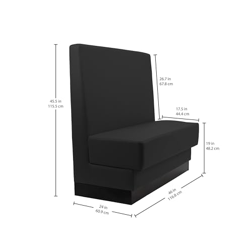 Image of FDP Pro Series Single-Sided Restaurant Booth - Black, 15425-BK