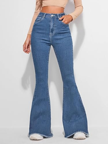 Image of KOTTY Women's Bootcut Flare Jeans with Slim Fit Thigh and Wide Hem Design