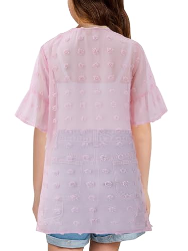 Girls Swimsuit Cover Ups V Neck Sheer Summer Beach Bathing Suit Coverups for Size 4-13Y3