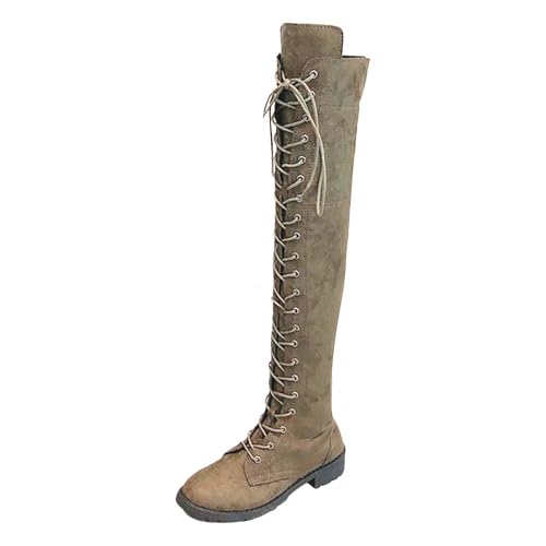 Bottes à lacets femme automne hiver bottines talon bas daim PU noir olive kaki rose 39.5