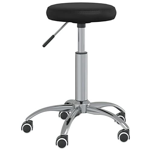 sephironlbb Chaise de salle à manger noire en cuir synthétique avec structure en acier chromé, pivotante et réglable en hauteur, avec roulettes pour salle...