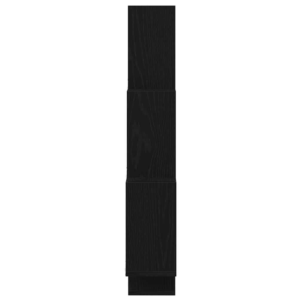 Wandregal Schwarz 78x15x92 cm Modernes Bücherregal aus Holzwerkstoff mit 6 Fächern Platzsparendes Design für Wohnzimmer Flur und Büro