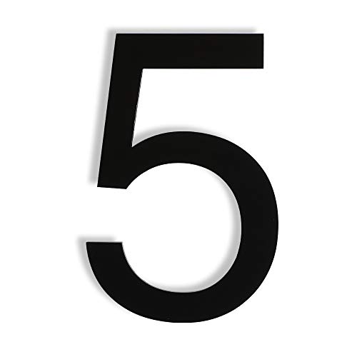 Mellewell Floating House Numbers 5 Inch Stainless Steel 18-8, Comtemporary Style Black, Number 5 Five, HN05HB-5