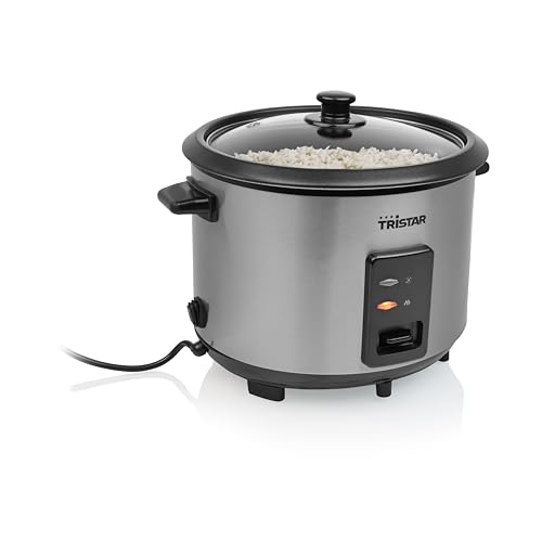 Tristar Olla Arrocera, Capacidad 1,8 L, Cuerpo de Acero Inoxidable con Tapa de...