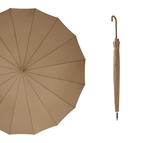 Parapluie grand format automatique marron avec long manche extérieur - 2