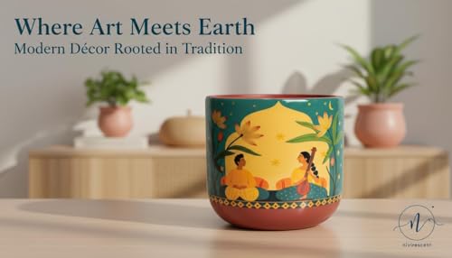 Image of Terracotta Planter - Premium Glass Coated Peacock Design Planters for Home Decor | Artistic Flower Pots for Garden & Indoor Plant Pot (Teal, Medium)