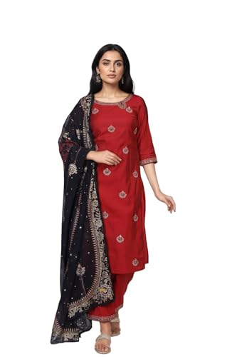 Kurta ensemble marron brodé fini les tenues inconfortables ensemble pantalon S