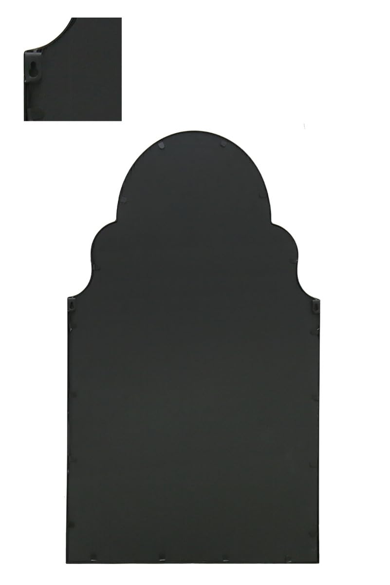 MirrorOutlet The Arcus - Specchio da parete ad arco moderno con cornice in metallo nero, 104 x 61 cm, cornice nera