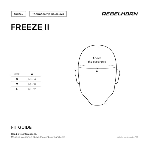 REBELHORN Freeze II Thermische Sturmhaube | Kühlende Thermoaktiv Unterhelm Balaclava | Feuchtigkeitsableitend | Atmungsaktiv | Kompressionszonen | Thermische Motorradbekleidung