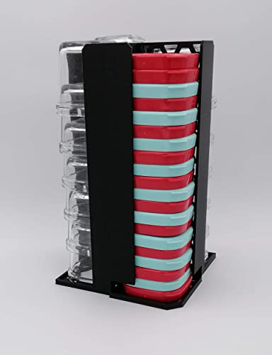 AGRYOS Tour Fusion 18 (Noir), Rangement 18 Pots et 20 Couvercles Yaourtière Multidélices SEB Pour Ranger Pots et Couvercles sur un Même Support. En Cadeau une Pince Ouvre Pot Offerte