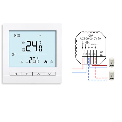 Termostato inteligente habilitado para WiFi con pantalla táctil, control remoto para una cómoda gestión de la temperatura, soporta sistemas de agua y calefacción por suelo (B)