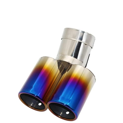 Embout échappement 63mm en acier inoxydable bleu pour canule double de voiture