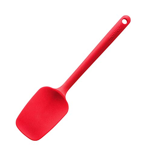 MASTRAD - Spatule - Cuillère - Préparation Cuisson Mélanger - Unibloc - En Silicone - Ne Raye Pas Les Casseroles - Rouge