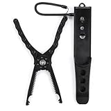 フィッシュグリップ 魚掴み器 ワニグリップ 強力ホールド フィッシングプライヤー 魚つかみ 軽量 歯形設計 使い勝手 滑り止め アウトドア 釣り道具 携帯便利 ルアー釣り/海釣り用品 (黒)