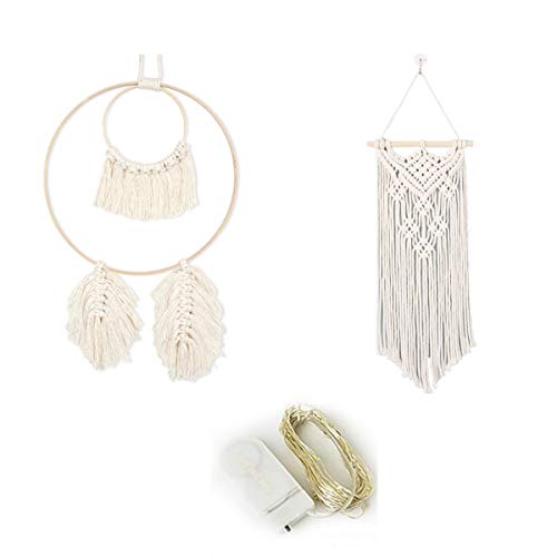 Qiundar Macramé Colgar Pared Tapiz, 2 Pcs Tapiz Tejido Bohemio Decorativo Hecho a Mano Tapiz Macrame para Muebles de Dormitorio de Clientes