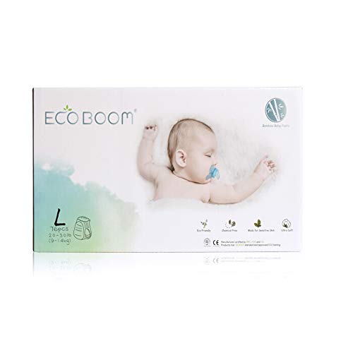 ECO BOOM Pañales entrenamiento niño Hasta 12 horas de sequedad. Pañales talla 4 (22-37lb) sin perfumes ni lociones y libre de cloro - pañales ecologicos Biodegradables de Bambú bebé