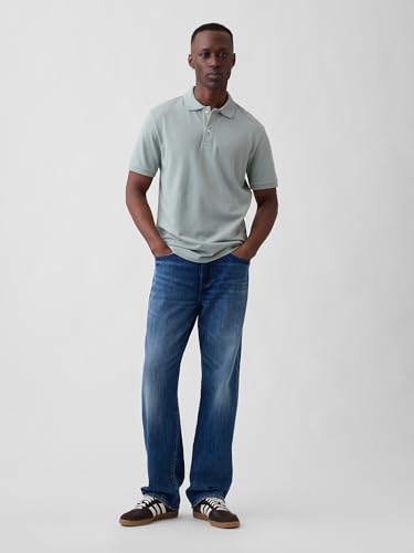 Image of Gap Men Solid Regular fit Half Sleeve Collared Neck T-Shirt
