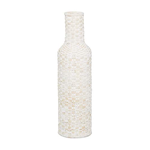 Deco 79 Bamboo Tall Woven Floor Vase, 9" X 9" X 30", White #TOP1