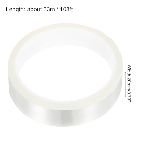 Image of uxcell Clear Heat Tape, 1 Roll 20mmx33m 108ft High Temperature Heat Resistant Tape for Sublimation,Heat Vinyl Press,Heat Transfer, Circuit Board, No Residue
