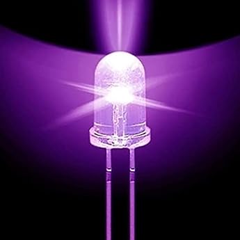 Pack of 100 LED 5 mm Colour UV Ultraviolet LEDs Housing Clear Black Light LEDs Approx. 3 V Diode 2 Pin LEDs Housing Clear
