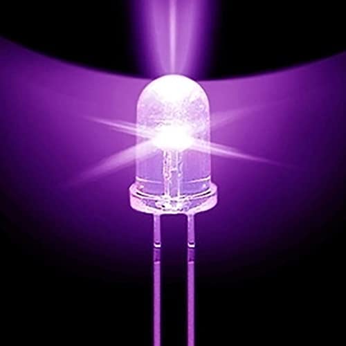 Lot de 100 LED 5 mm couleur UV ultraviolet LED boîtier transparent lumière noire diodes électroluminescentes env. 3 V diode 2 broches boîtier transparent