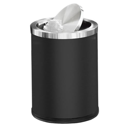 Lata de basura de baño pequeño 7l, papelera de tapa de acero inoxidable, diseño a prueba de oxidación a prueba de agua, recipiente de basura de hotel de oficina sin deslizamiento