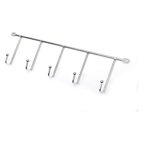 Soporte de pared para utensilios de cocina, 5 ganchos, cromado Cover
