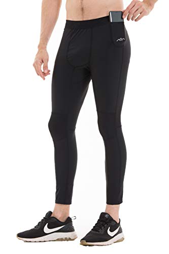 TRAILSIDE SUPPLY CO. Men's Compression Dry Cool Sports Leggings Tights Running Pant, Black, L