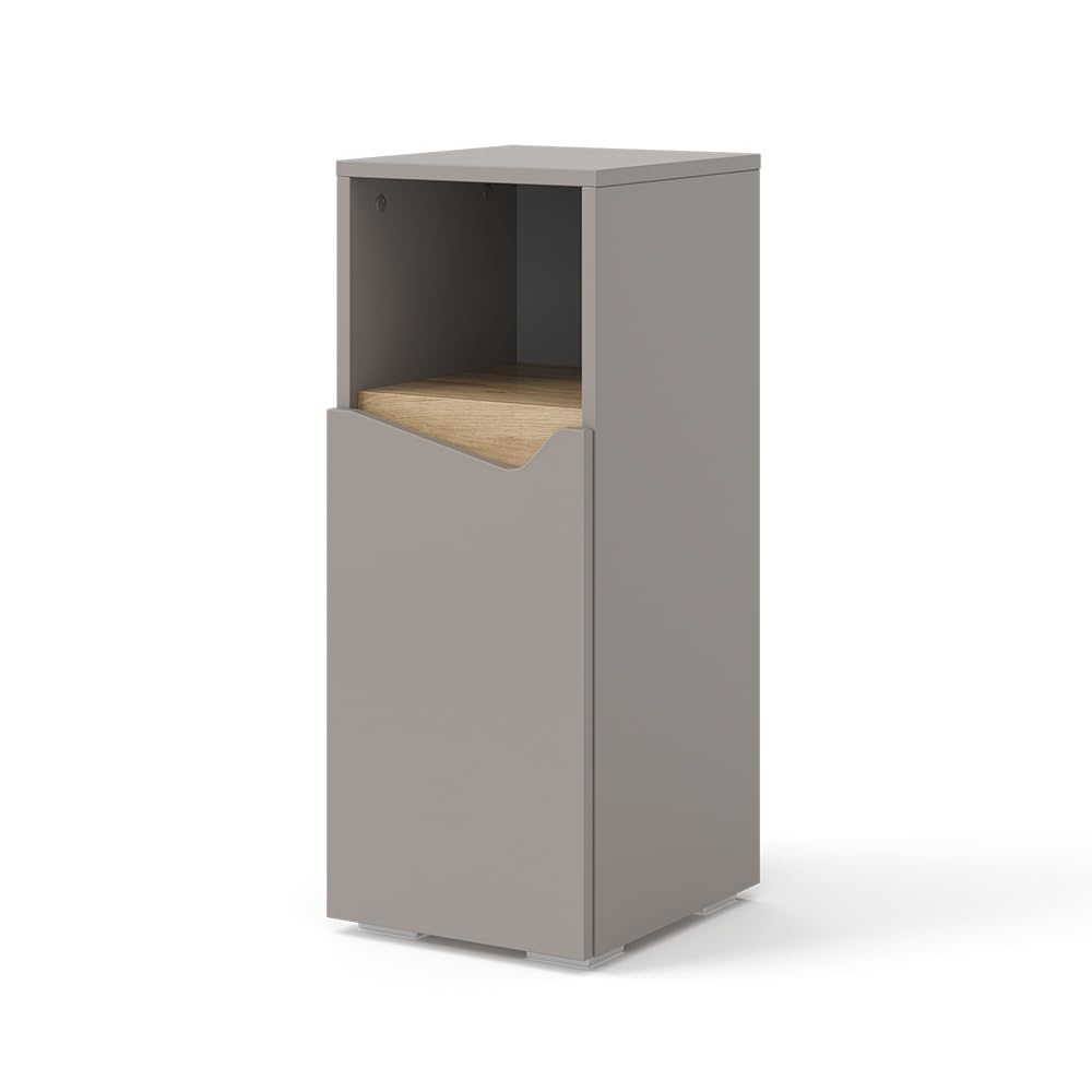 Vicco Midischrank Marelle, Greige, 30 x 74.5 cm mit Tür und offenem Fach, zur Aufbewahrung von Badutensilien und Handtüchern