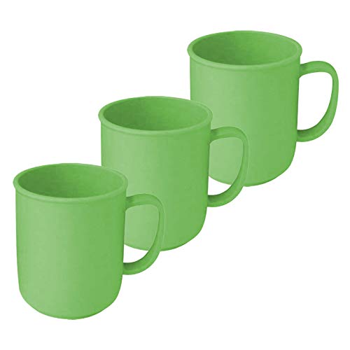 3 tazas con asa de 300 ml de plástico en diferentes colores taza de café taza de té taza taza con asa, plástico, verde, 9,5 x 8 cm