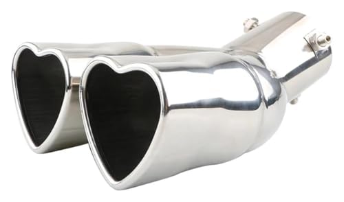 Tubo de escape universal de corazón para coche en acero inoxidable con doble salida recta