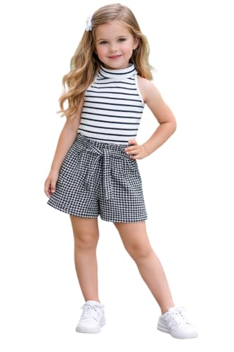 Image of Girl's Solid Cotton Blend Style Top and Shorts Set