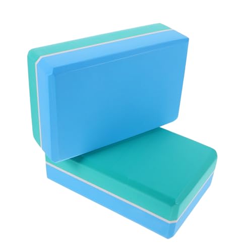 INOOMP 2 Piezas Bloques de Yoga Azul y Alta Densidad EVA Antideslizantes Soporte Estable para Estiramiento y Fitness Casa o Gimnasio