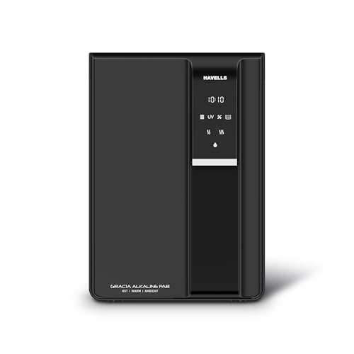 Havells Gracia FAB Alkaline Water Purifier (Black), RO+UV+Alkaline, Hot, Warm & Ambient Water,...