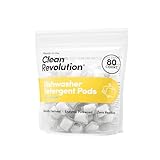 Clean Revolution Natural Dishwasher Detergent Pods, 80 Pods, Enzyme Powered, No Chemical Additives, No Residue, Made in the USA