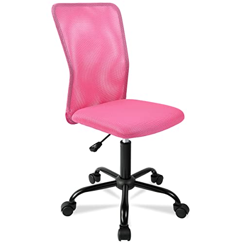 T-LoVendo TLV-1265-P Silla de Oficina de Malla Giratoria Sin reposabrazos Ergonómica de Escritorio, Rosa, Universal