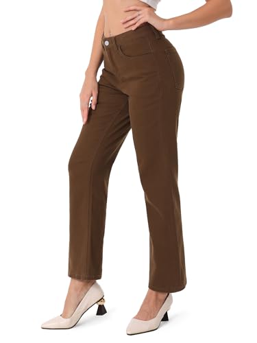 ONESO Women's Straight Leg Jeans Mid Waist Loose Stretchy Lightweight Trendy Jeans for Women Denim Pants2