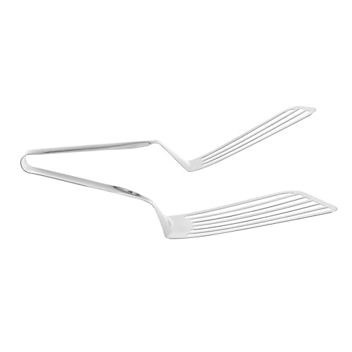Alipis Stainless Steel Kitchen Clamps Non Stick Food Tongs for Barbecue Steak and Fish Spatula Turner with Long Handle Essential Tools for Home and Restaurant Use