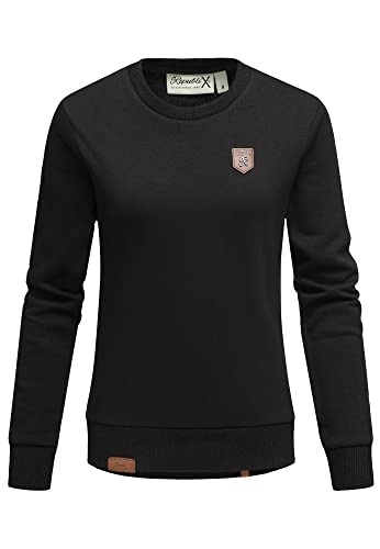 REPUBLIX Damen Kapuzenpullover Sweatjacke Pullover Hoodie Sweatshirt RD-005 Schwarz L