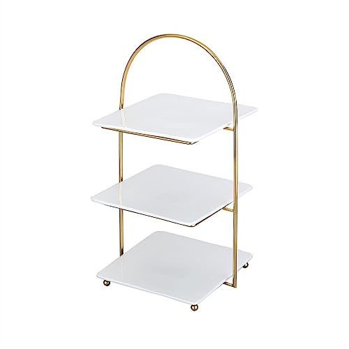 CFY652 Soporte Tarta Estante de Tres Capas for Dim Sum, Bandeja de postres for Pan, Estante for Magdalenas, Mesa de decoración for Banquete de Boda Cake Stand