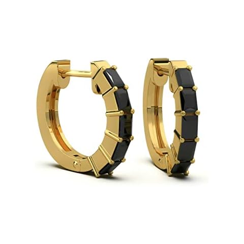 Schöner-SD Gold-plated 925 silver hoop earrings, black stones Cover
