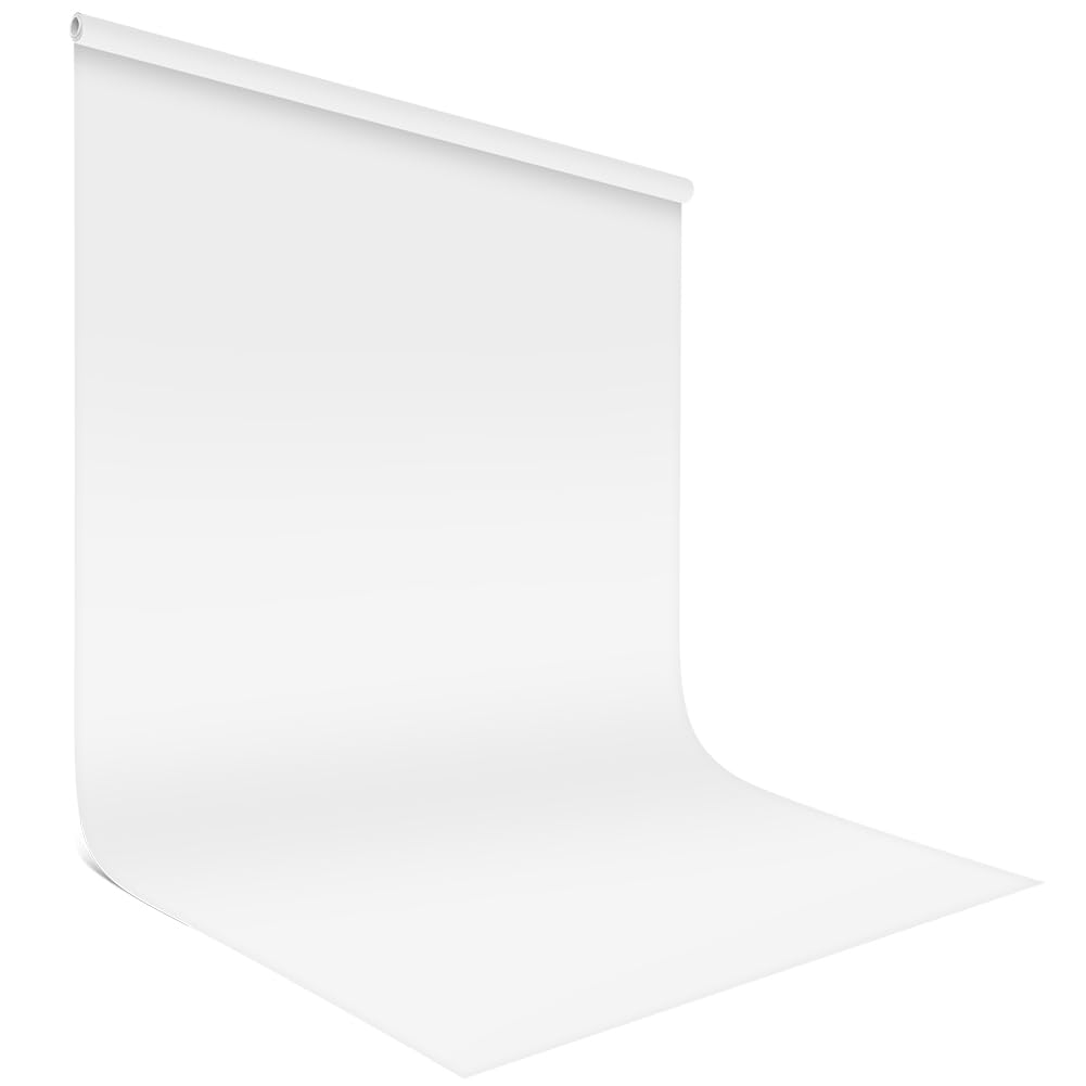 Vevelux, sfondo bianco, 3 x 3,6 m, 100% poliestere, con 4 morsetti a molla e 4 clip antirughe per sfondo pieghevole, lavabile, bianco per foto e riprese video in studio